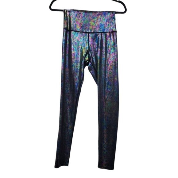 Forever 21 LA Society Womens Black Iridescent Snake Print Leggings Size S NWT - Picture 2 of 6